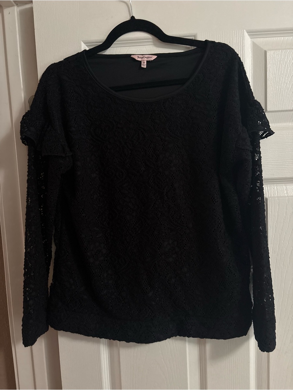 Juicy Couture lace blouse top feminine goth emo whimsigoth witchy fall M